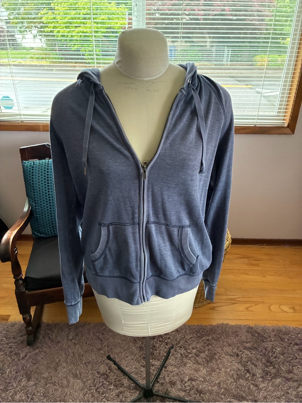 Express Navy Blue Hooded Zip Sweatshirt